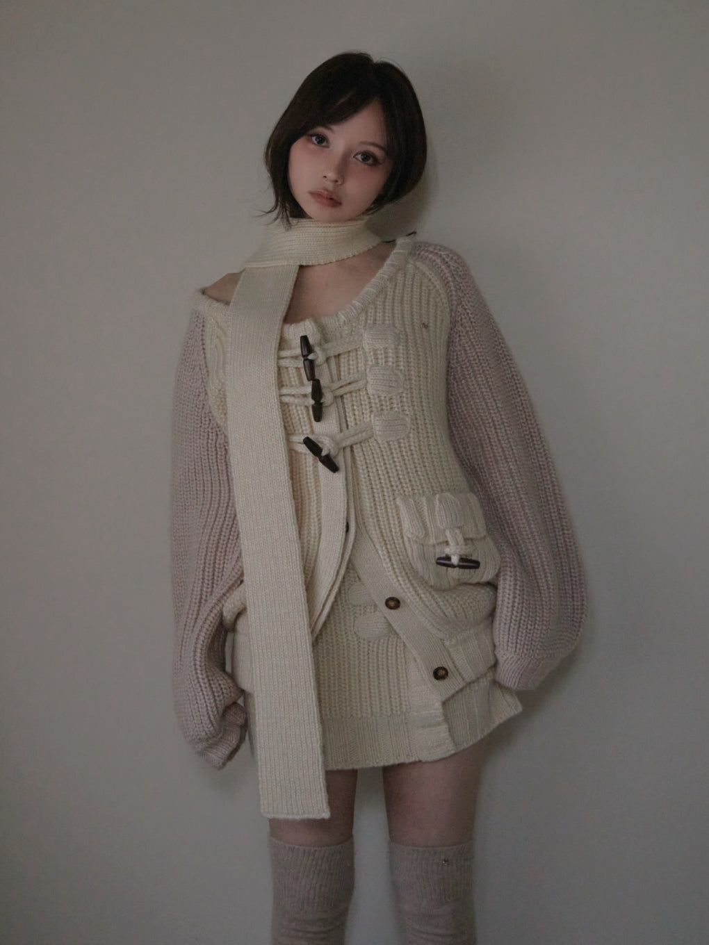 Loose raglan knit set up