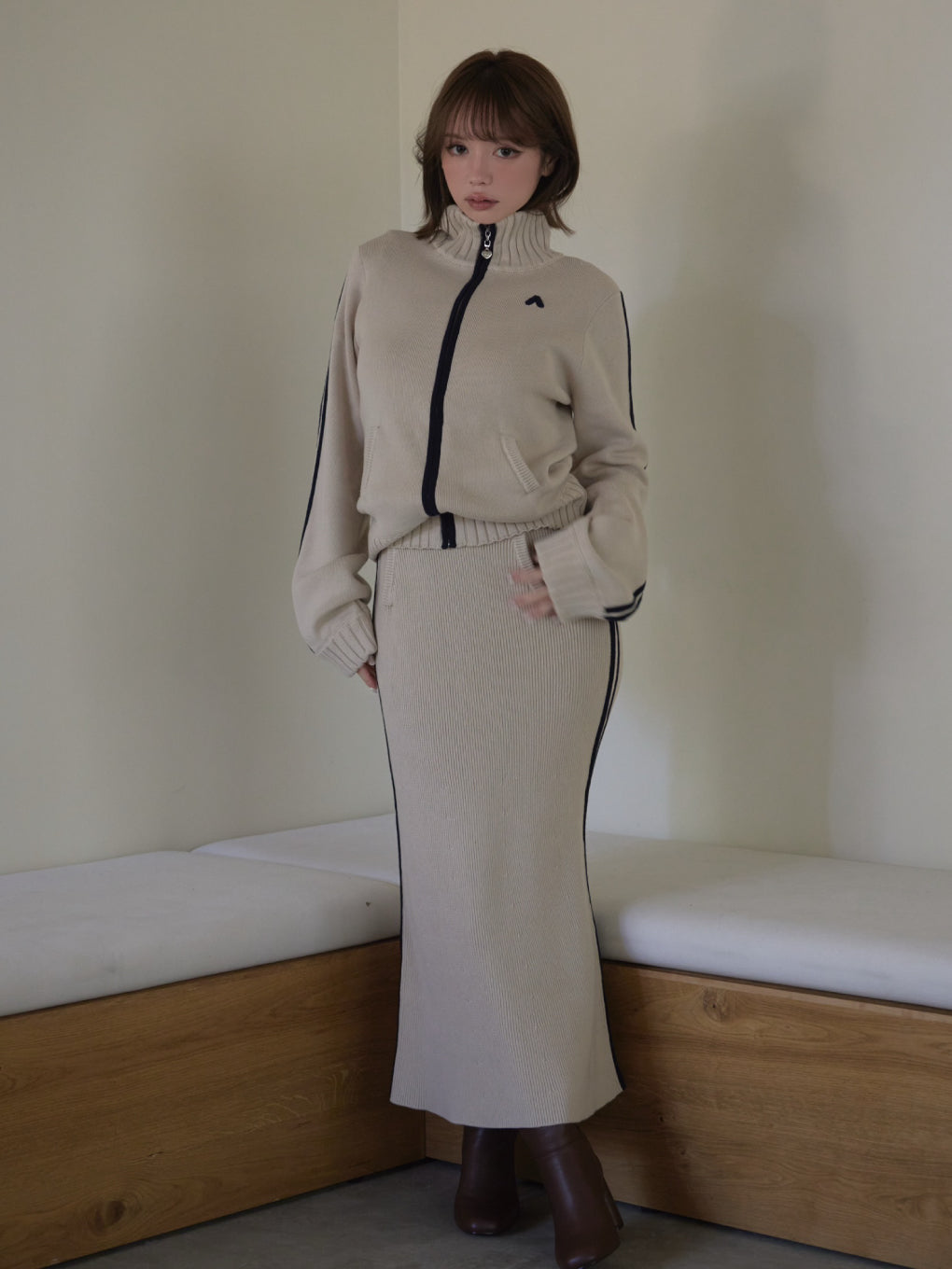 ANDMARY】Zoe full zip set long dress
