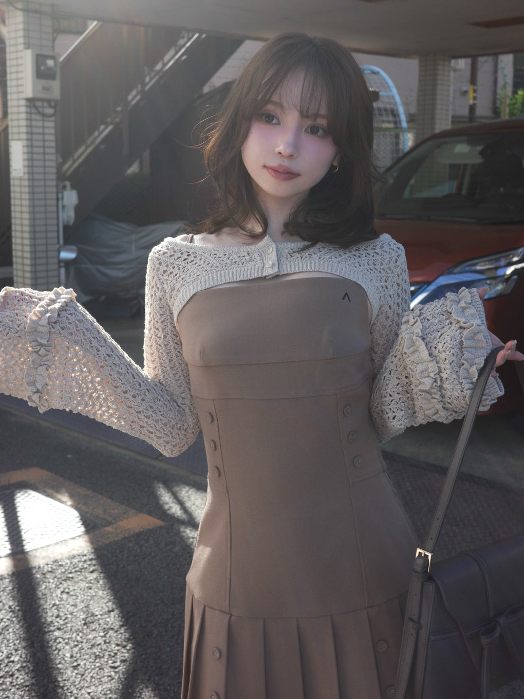 Grenda pleats set mini dress