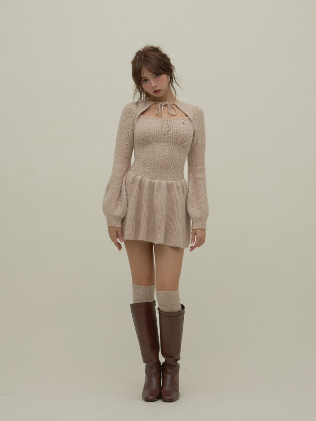 ANDMARY】Amy cable flare mini dress