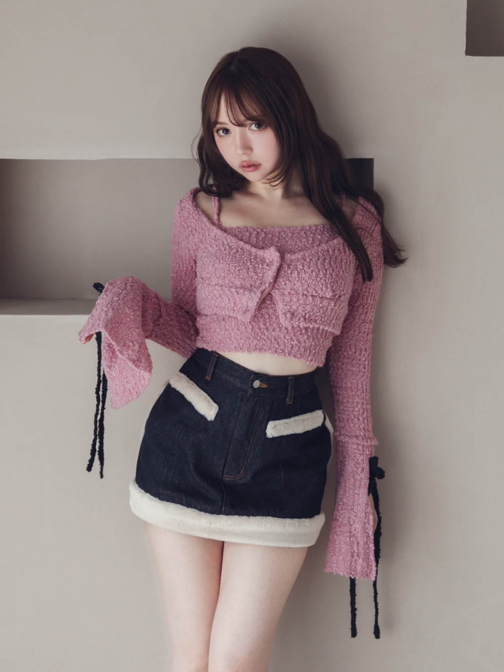 ANDMARY】Lotta ribbon set cardigan