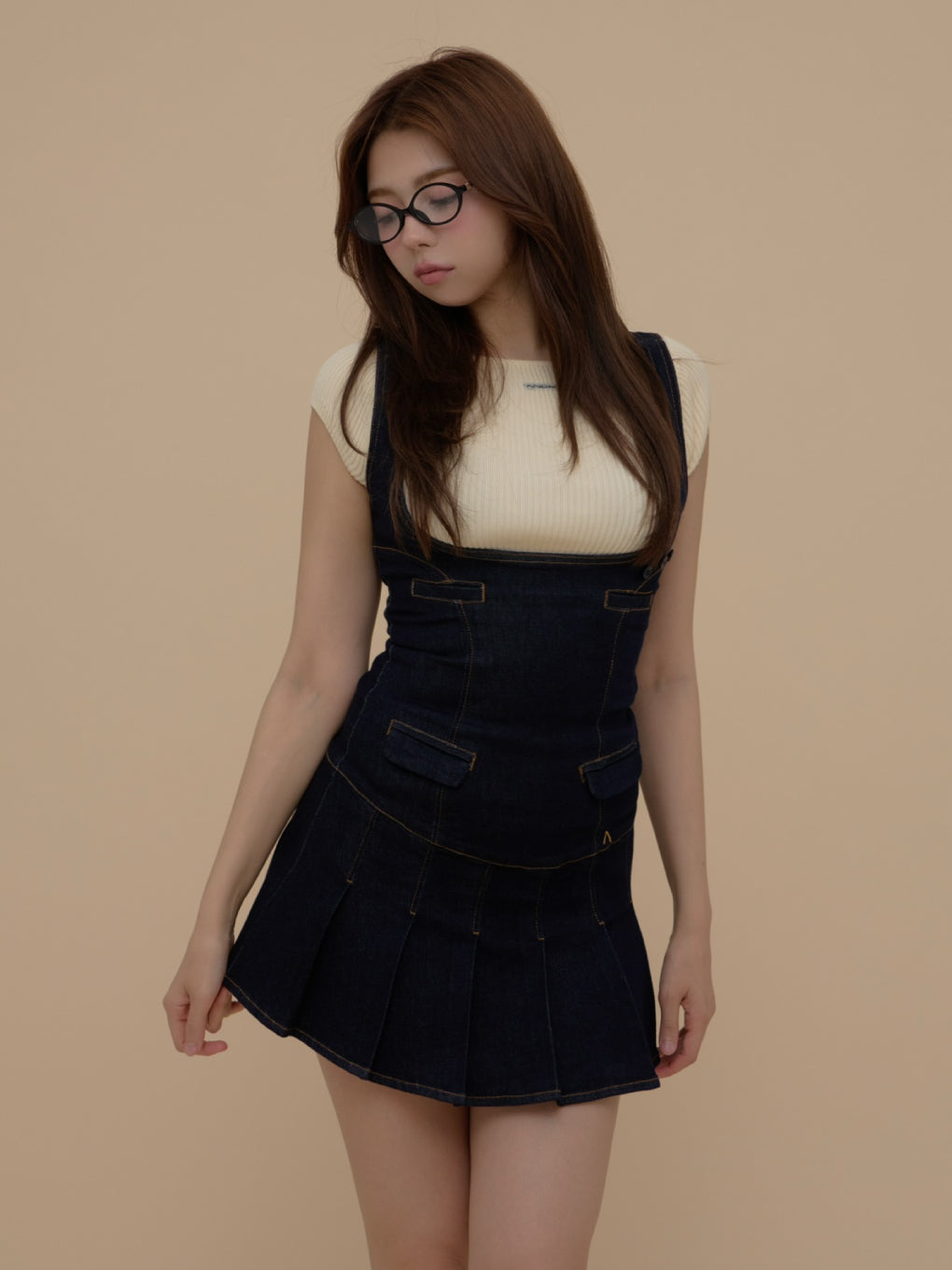 ANDMARY】Denim rompers skirt