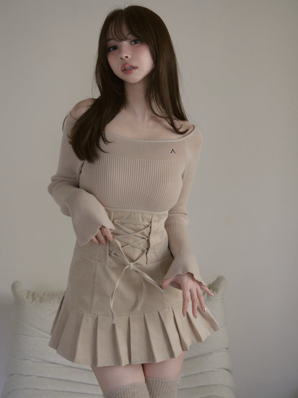 High waist velour mini dress