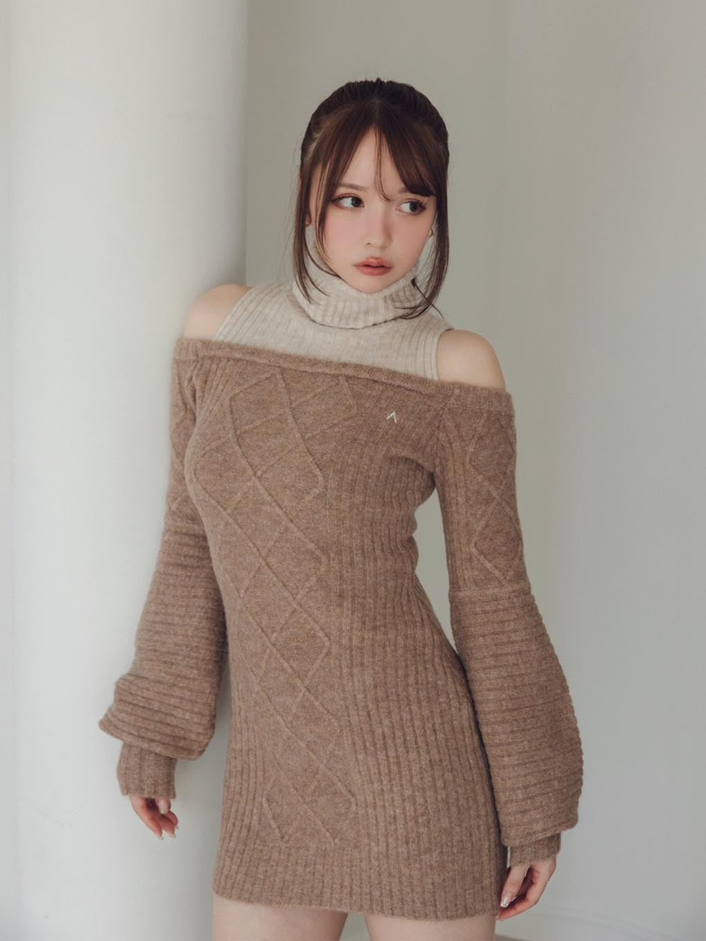 andmary  Cher knit mini dressモカ