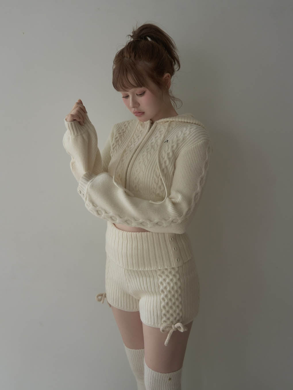Milk ribbon knit set up