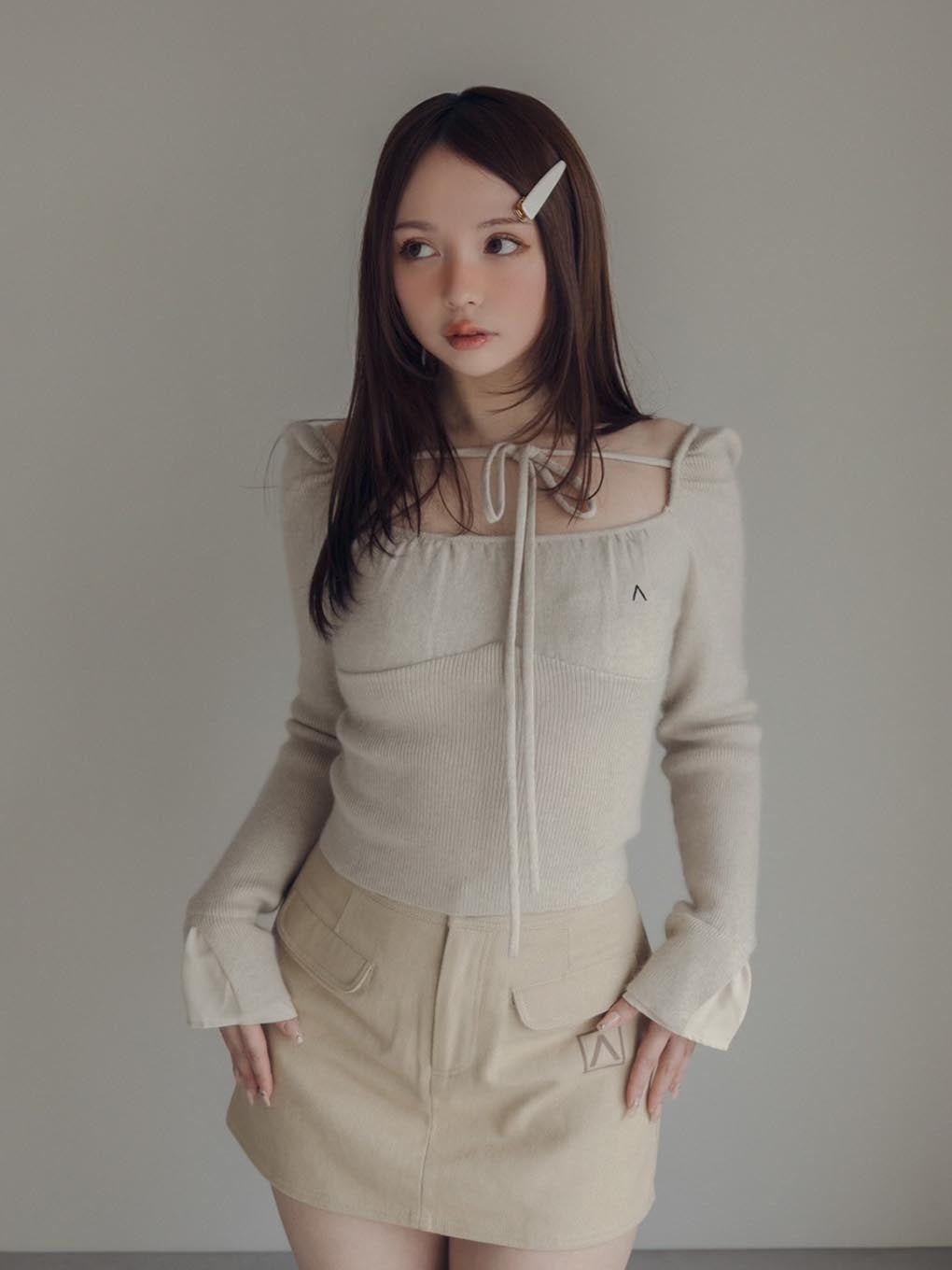 6,929円【最終値下げ】andmary Helena ribbon tops beige