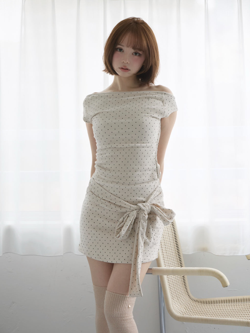 andmary ハートポイントミニティ ANDMARY】Heart stitch mini dress