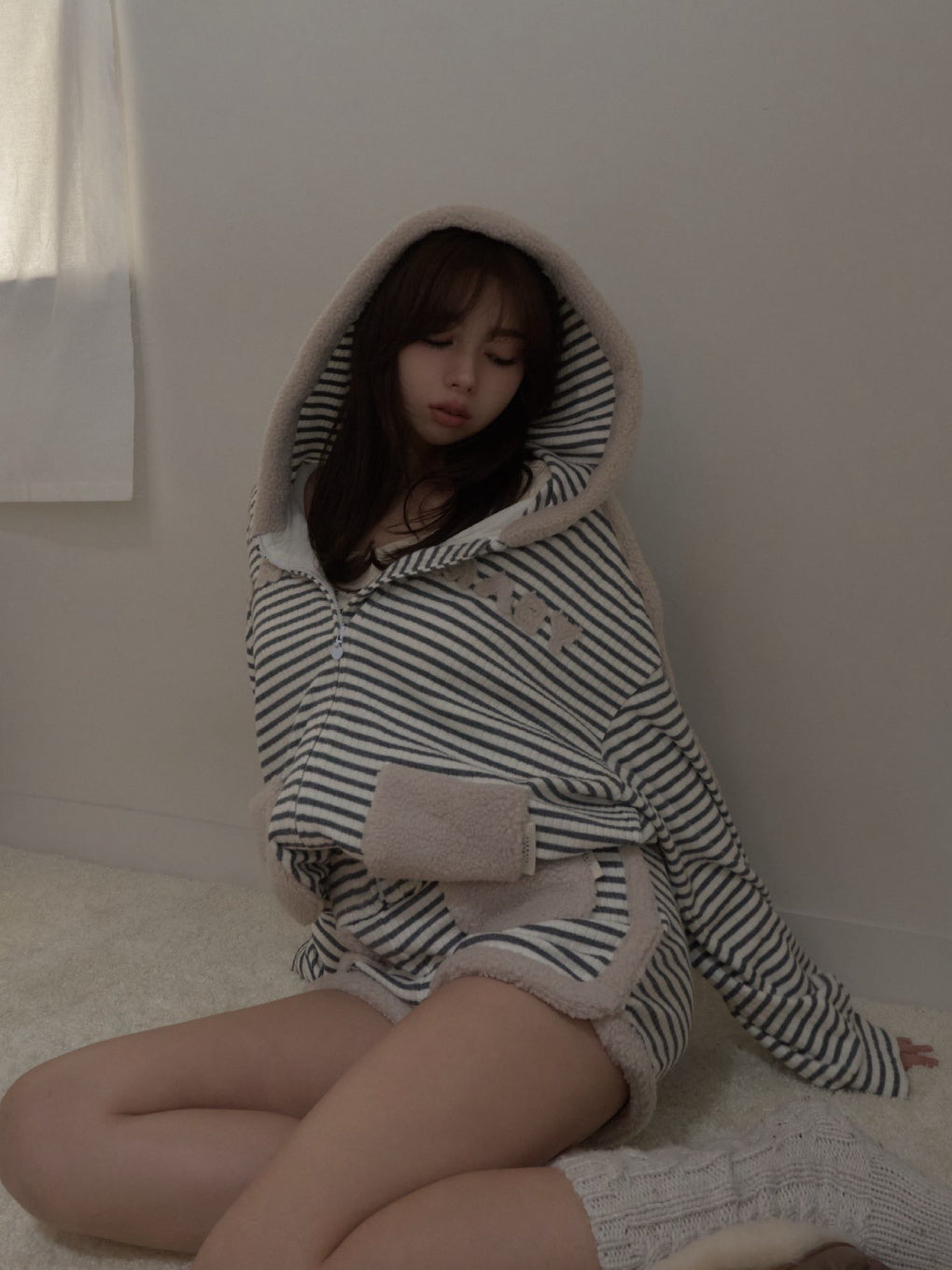 ルームウェア・パジャマ andmary Merry border zip tops short pant Merry border zip tops