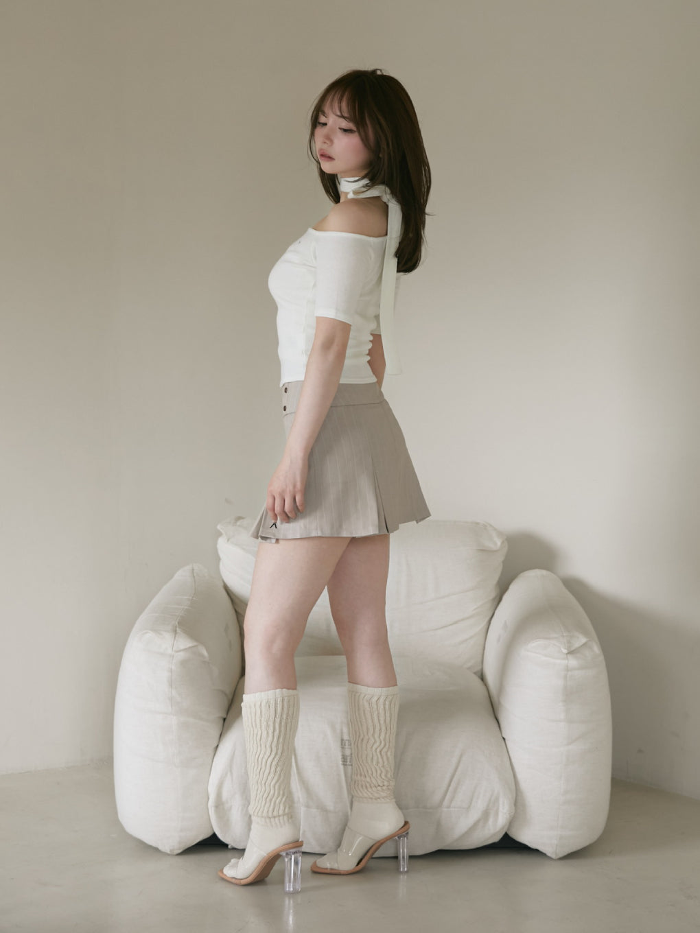 ANDMARY】Nana ribbon oneshoulder tops