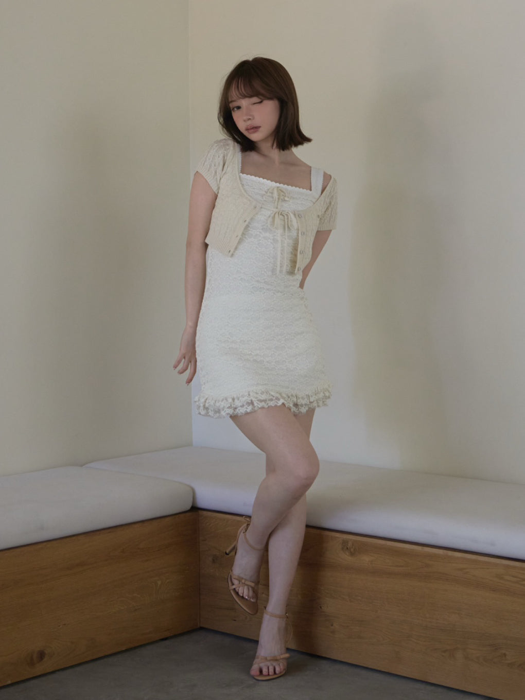 Mona lace set mini dress