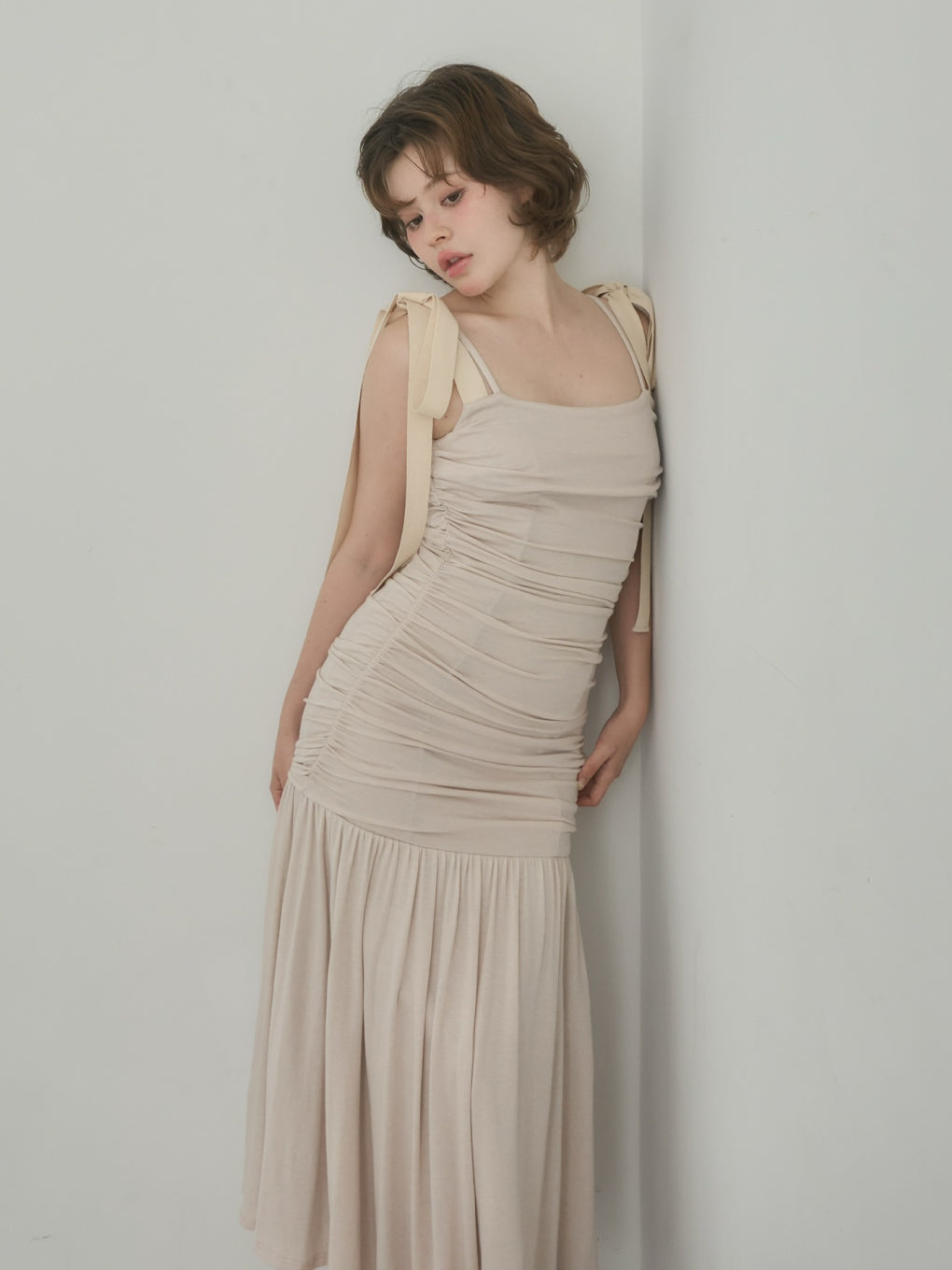 ワンピース andmary Nova gather long dress black ANDMARY】Nova gather long dress