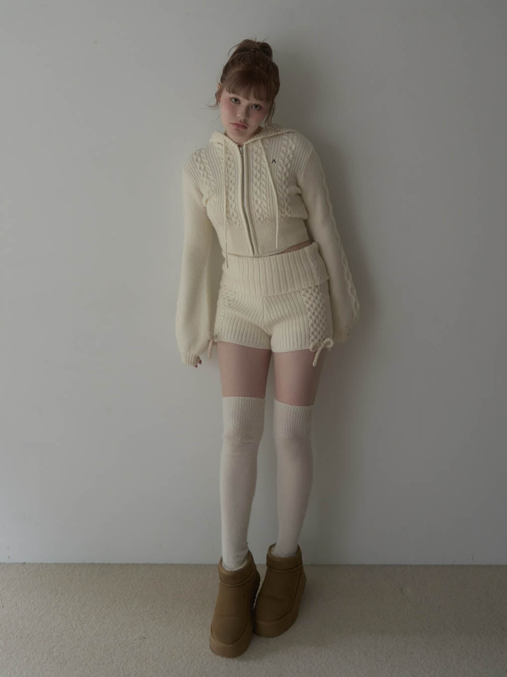 Milk ribbon knit set up