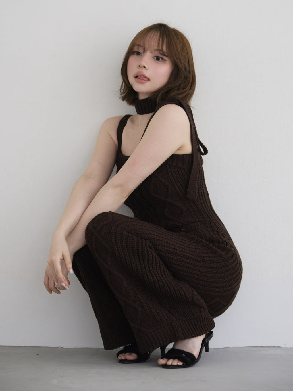 Cable knit rompers