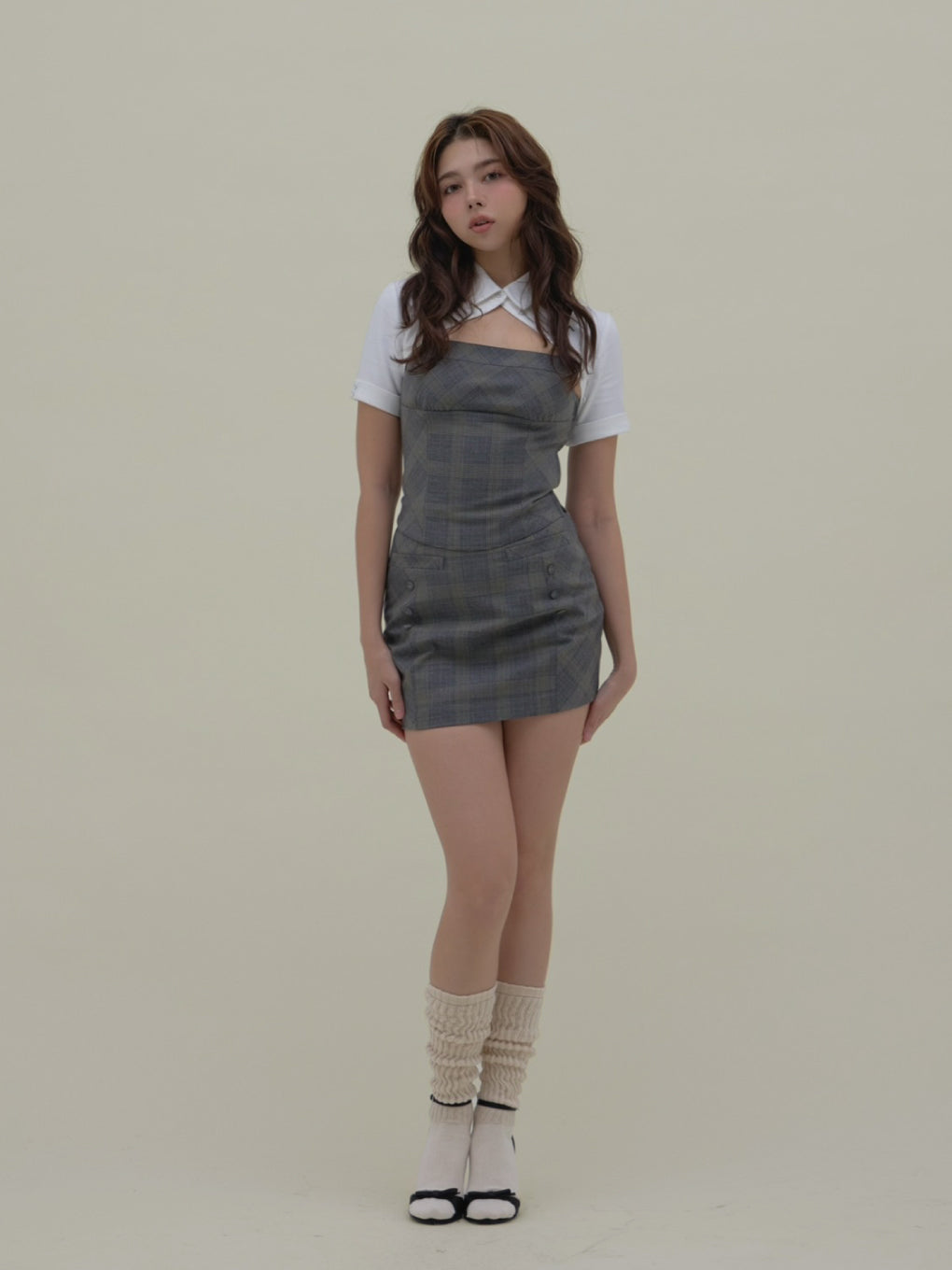 ANDMARY】Myla check blouse set up