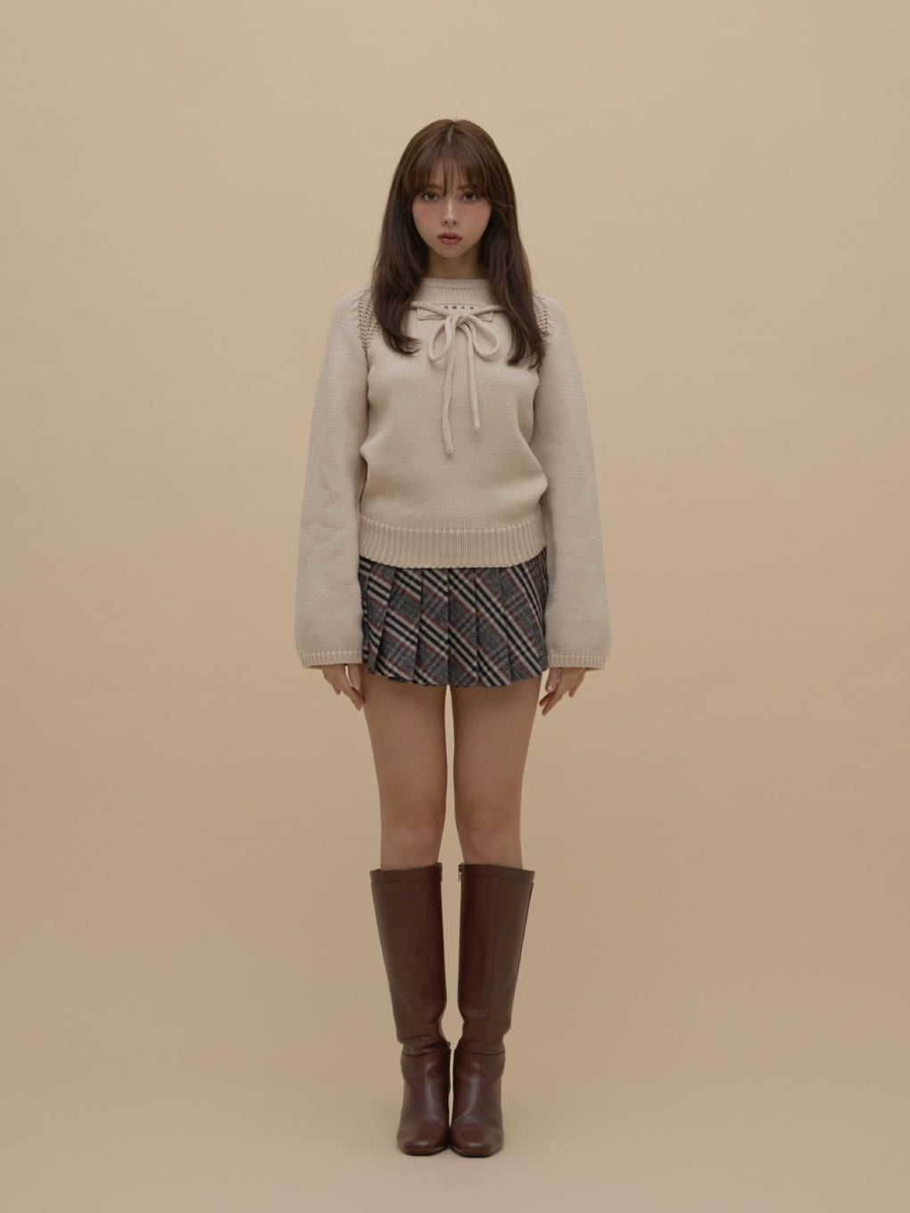 トップス andmary Casey knit tops beige ANDMARY】Casey knit tops
