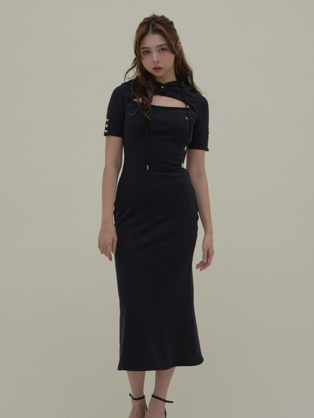 アンドマリー　andmary Heart button slit dress ANDMARY】Heart button slit dress