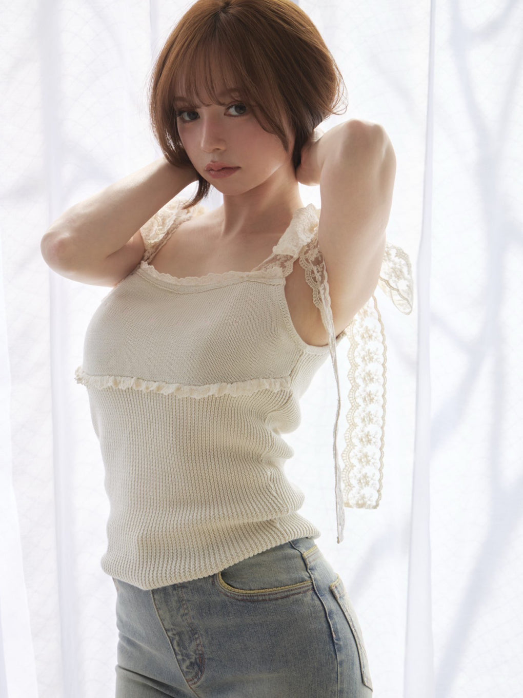 ANDMARY】Lil lace knit tops