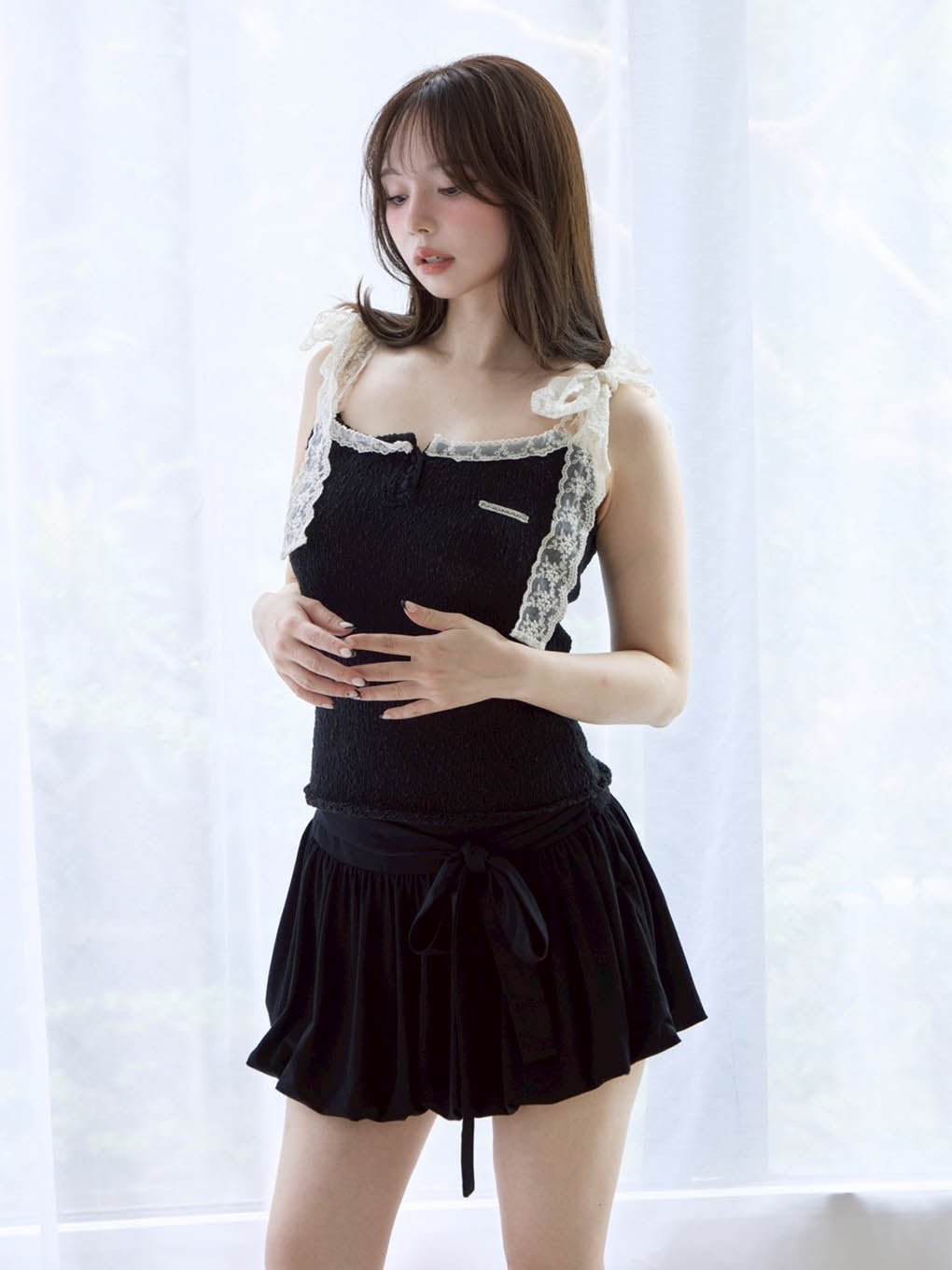トップス Cotton ribbon tank AM1432 Cotton ribbon tank