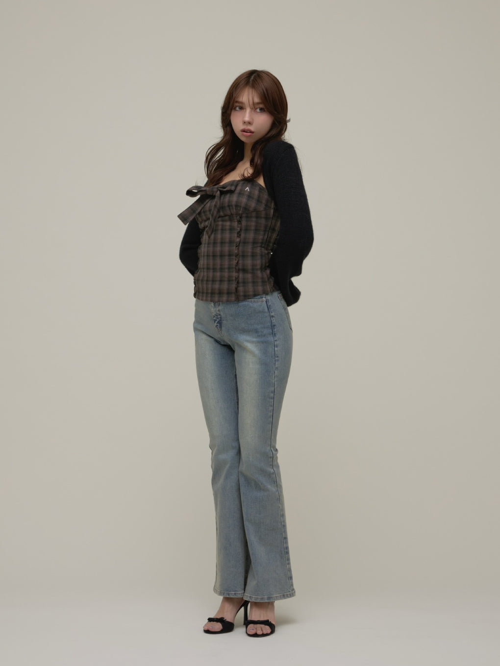 Mary logo flare denim