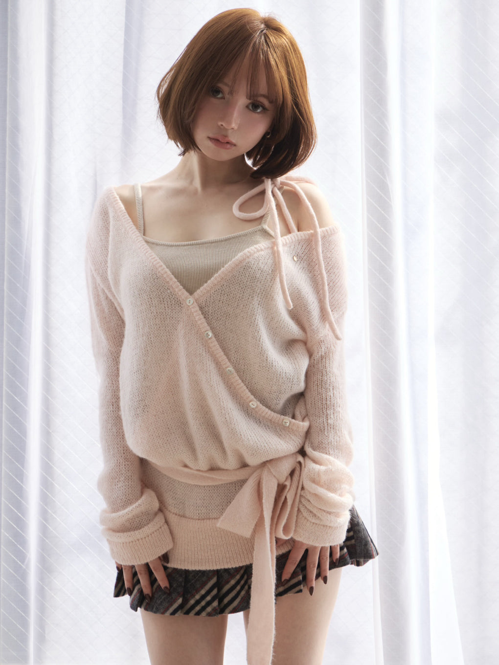 トップス andmary Mou loose knit set up ivory ANDMARY】Mou loose knit set up