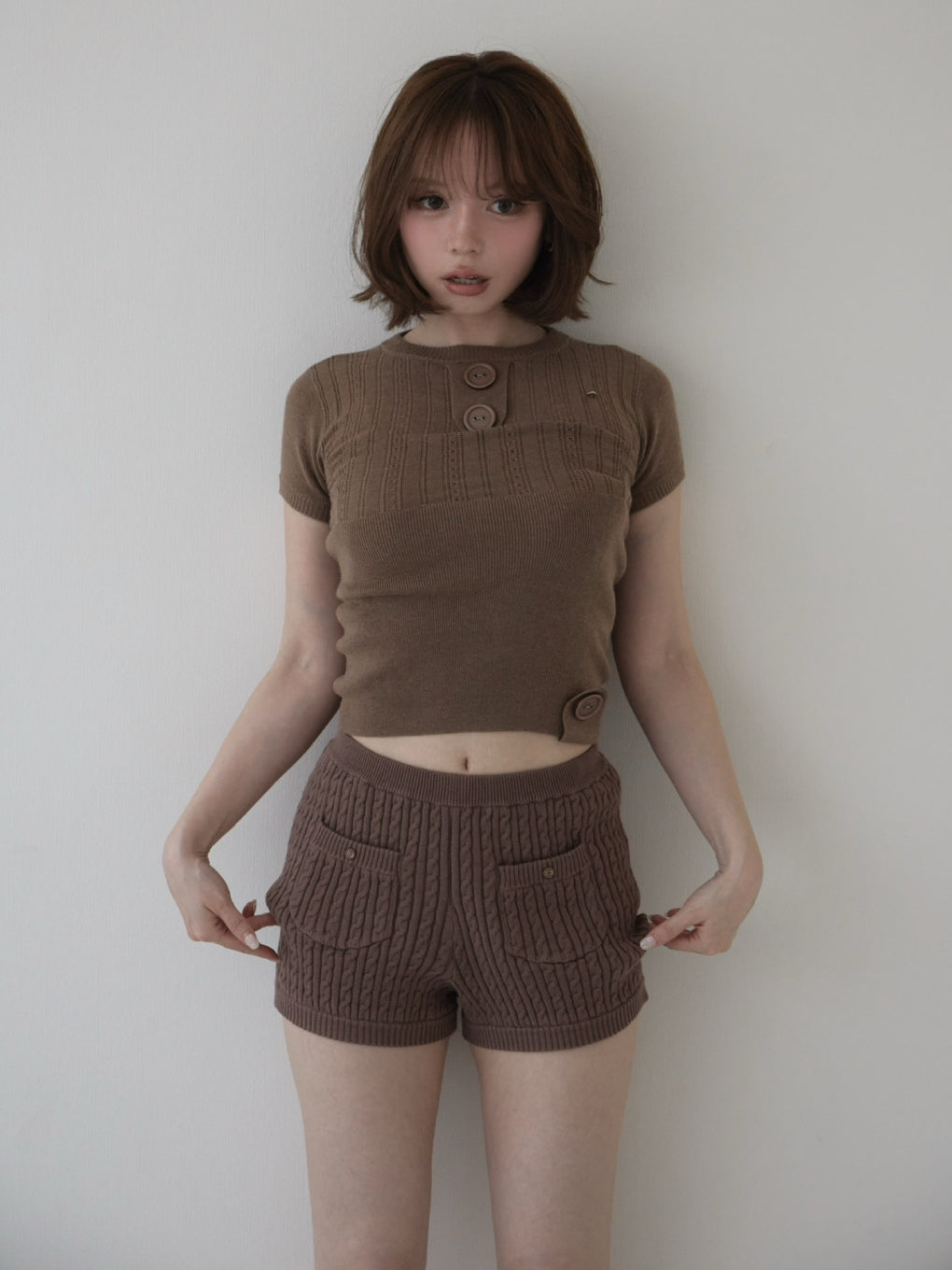 Brenda button knit tops