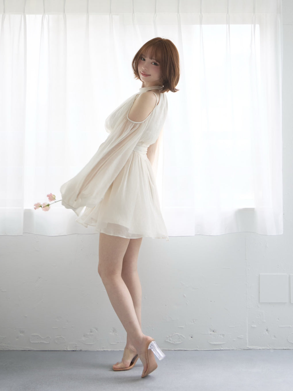 ワンピース andmary Fairy chiffon mini dres ANDMARY】Fairy chiffon mini dress