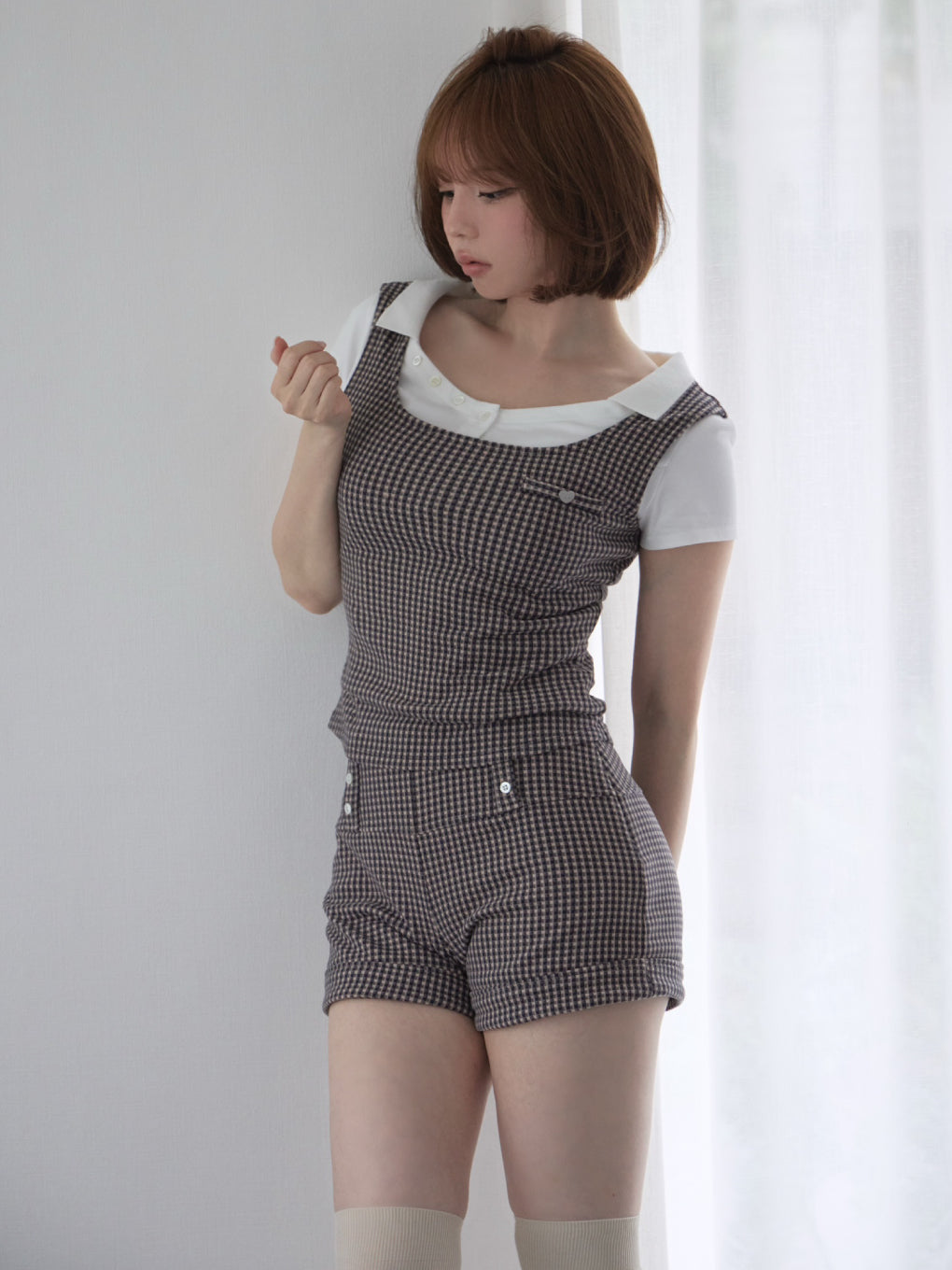 ANDMARY】Polo gingham check set up