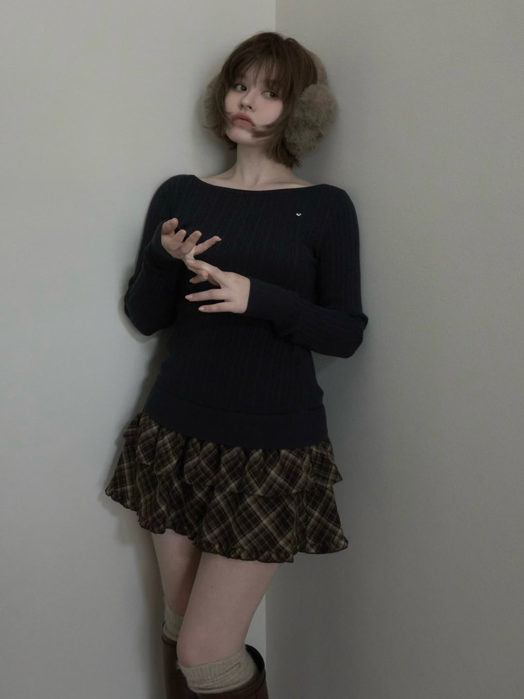Nina check mini dress