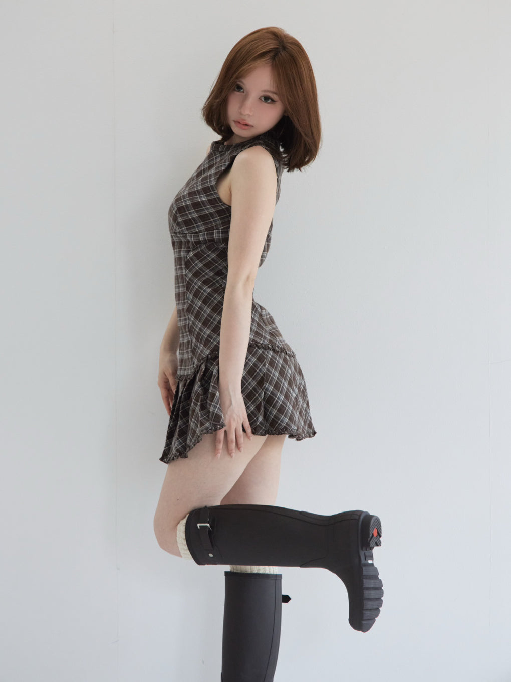 ANDMARY】Lulu check set mini dress