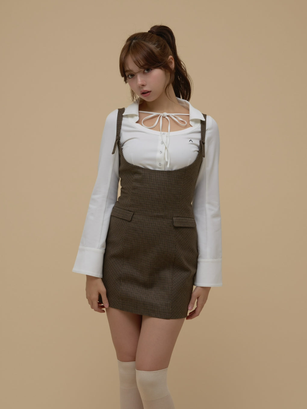 ANDMARY】Rachell check layered dress