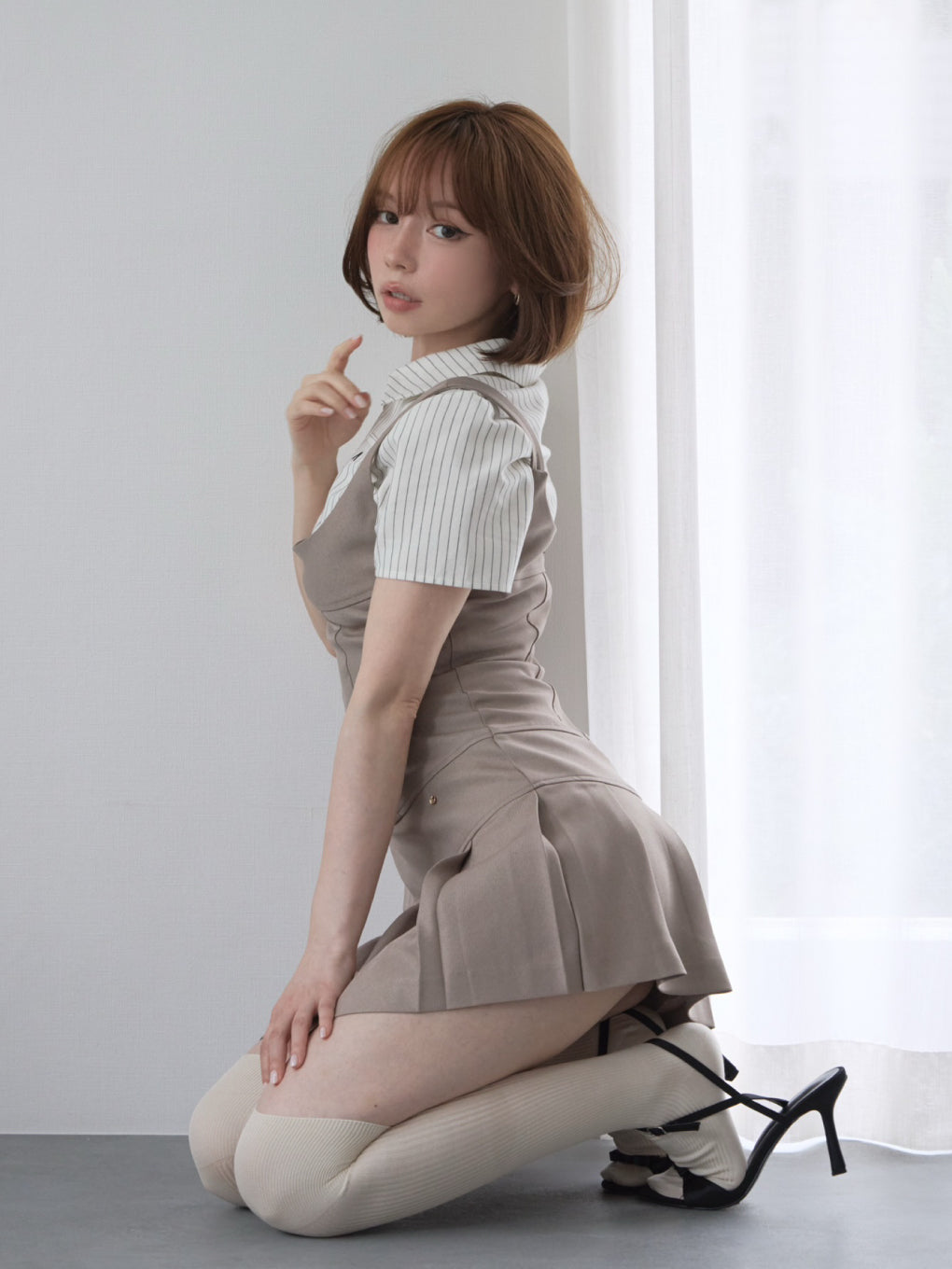 ANDMARY】Era pleats set mini dress