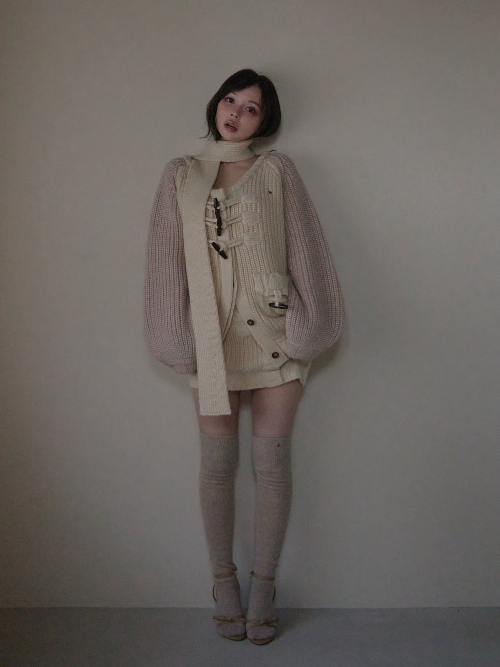 Loose raglan knit set up