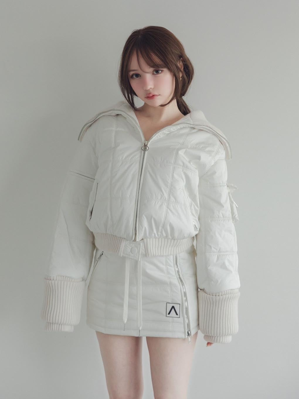 ダウンジャケットandmary Mary quilting jacket セットアップ 白