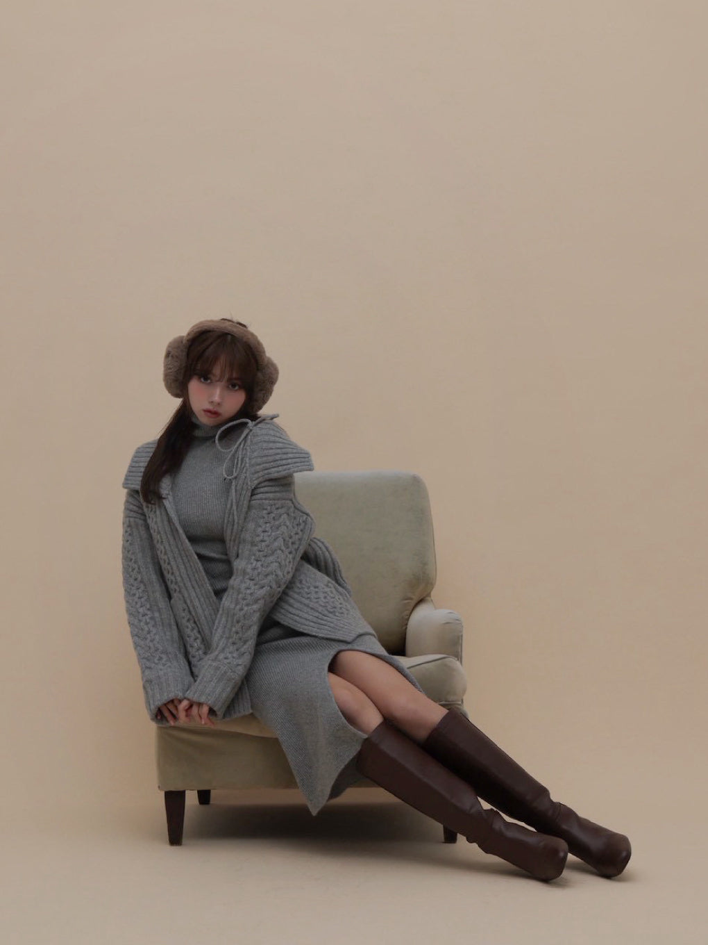 ANDMARY】Nana cable knit set dress