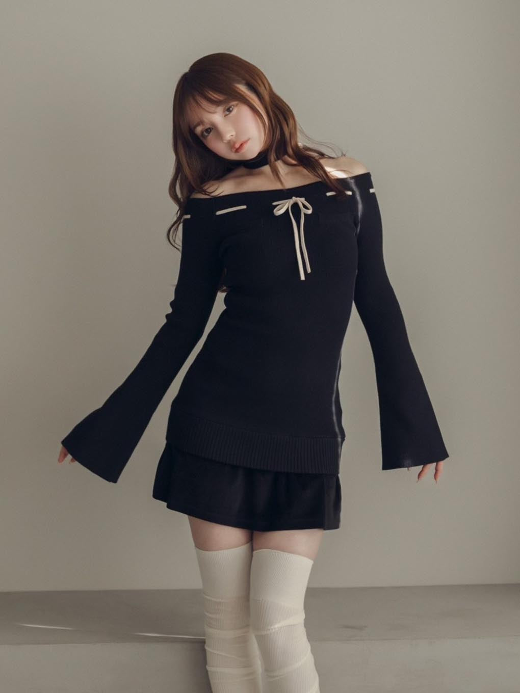 12,250円andmary  Lilian ribbon mini dress 黒　大人気