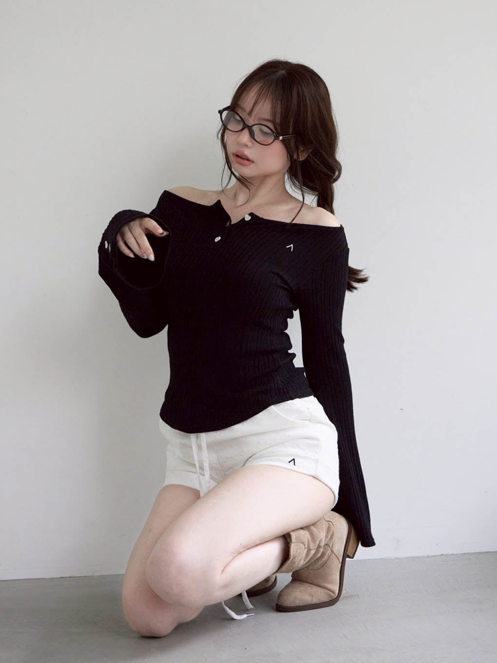 トップス andmary Dorothy heart tops black Dorothy heart tops