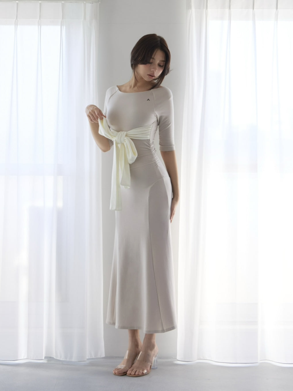 Nola ribbon long dress