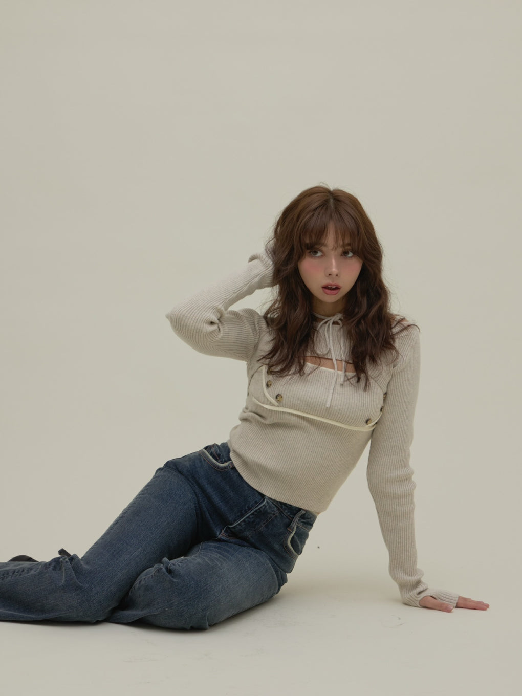 ANDMARY】Elf button knit tops