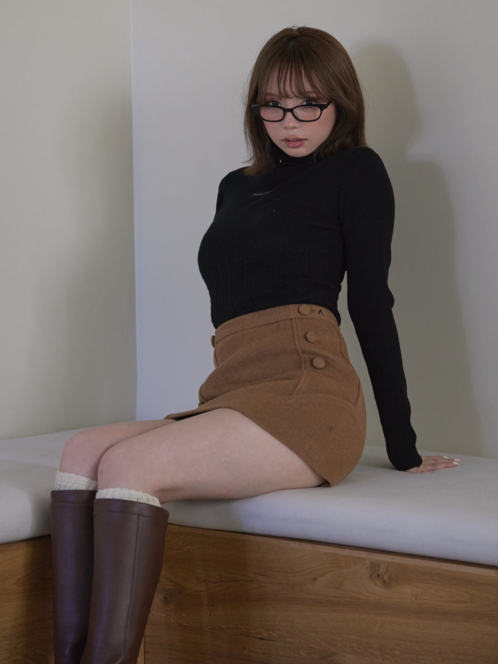 Jacquard turtleneck tops