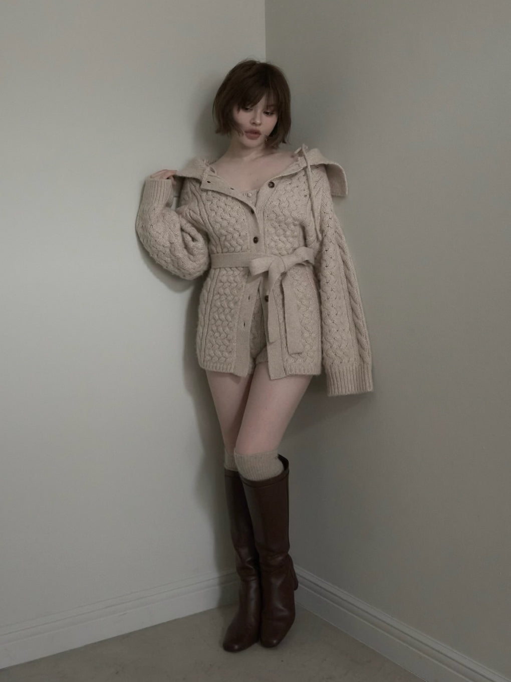 ANDMARY】Pam cable knit set up