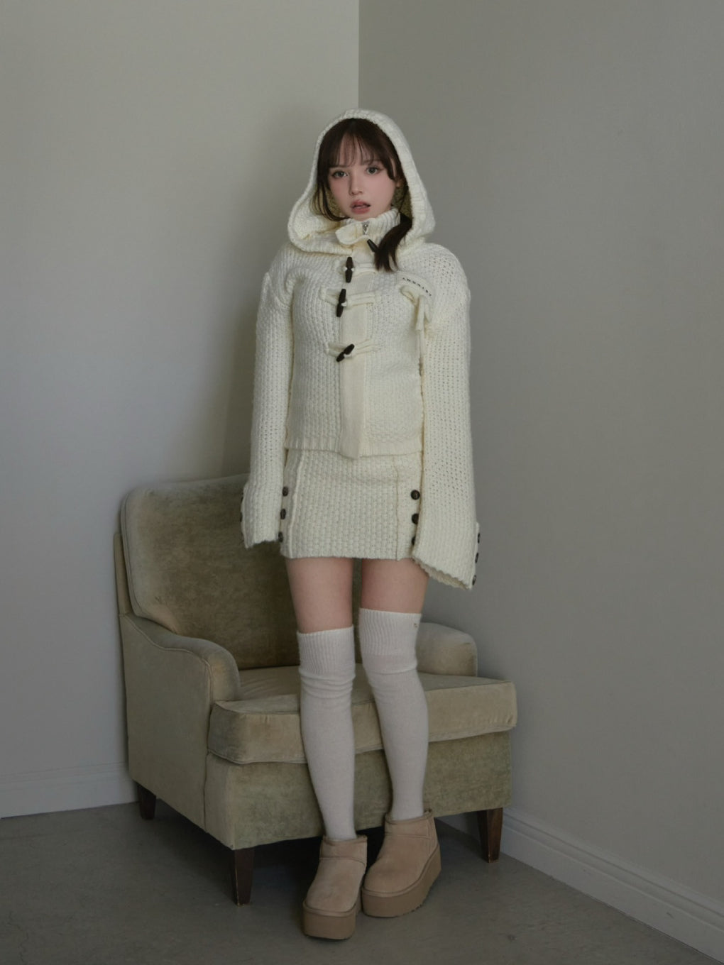 ANDMARY】Cable knit jacket set up