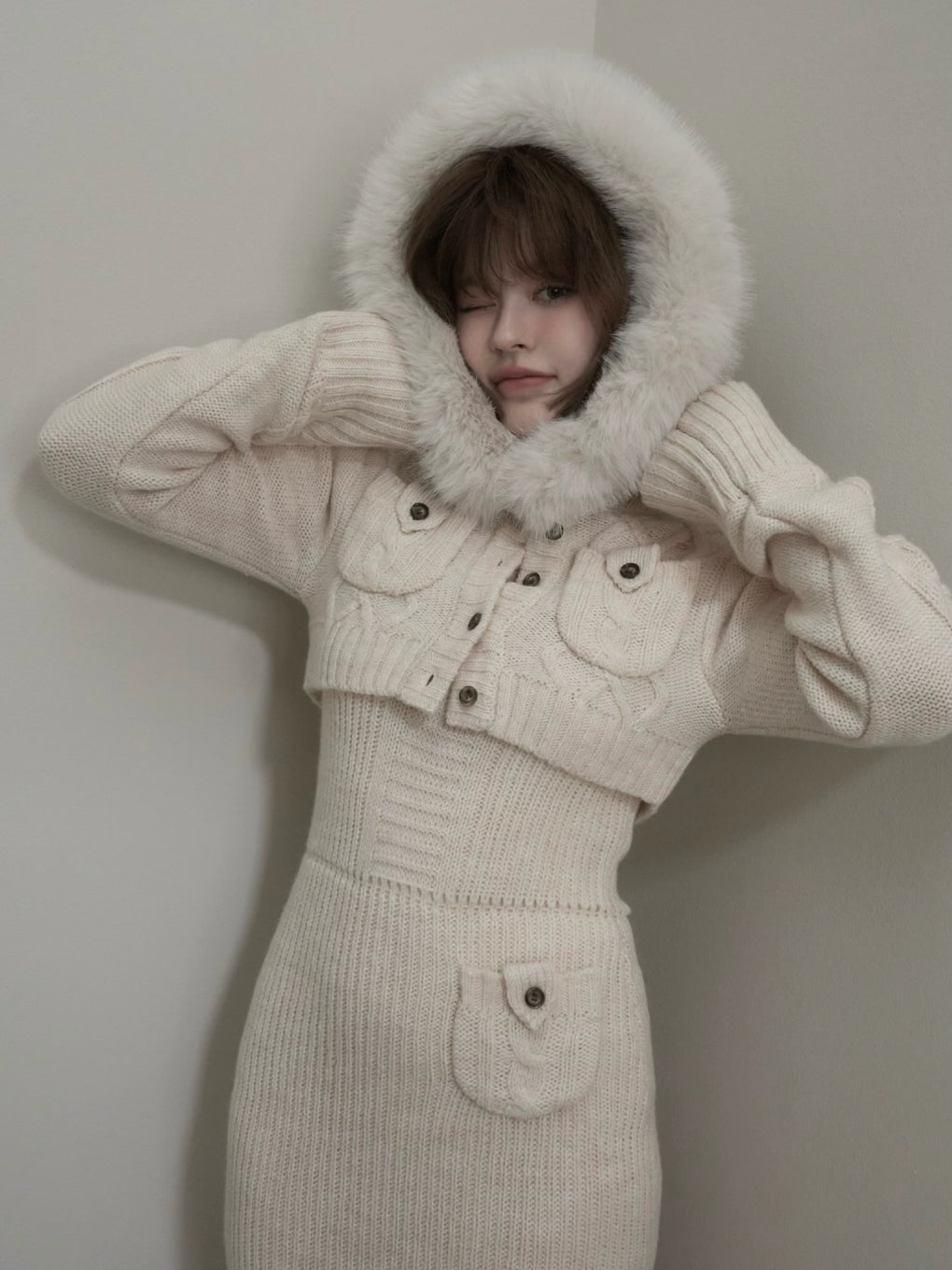 Nara hood set dress