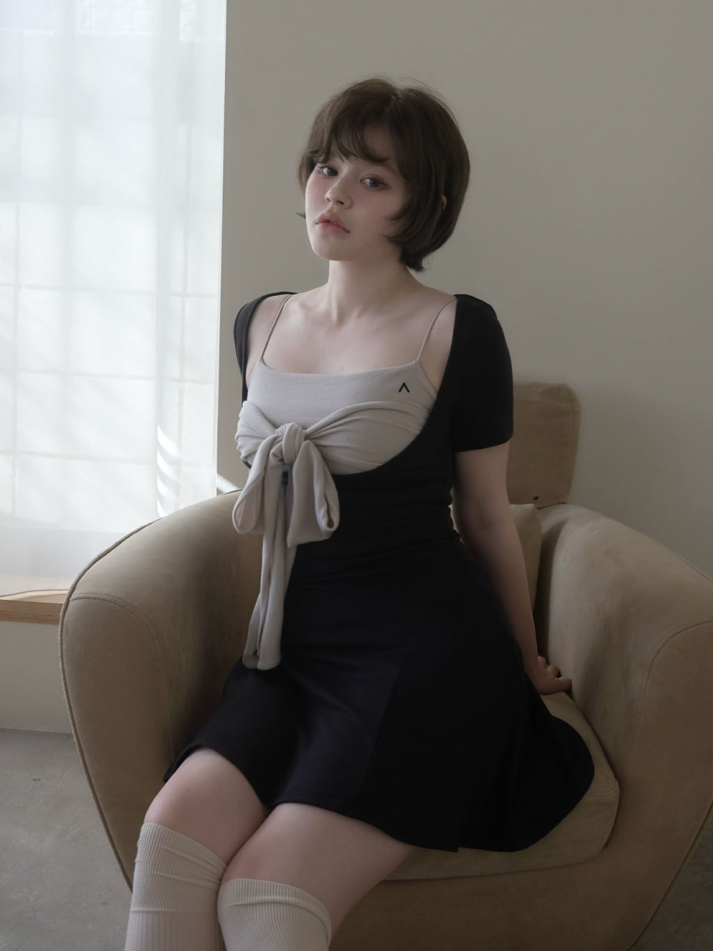 ワンピース Lady like mini dress andmary ANDMARY】Lady like mini dress