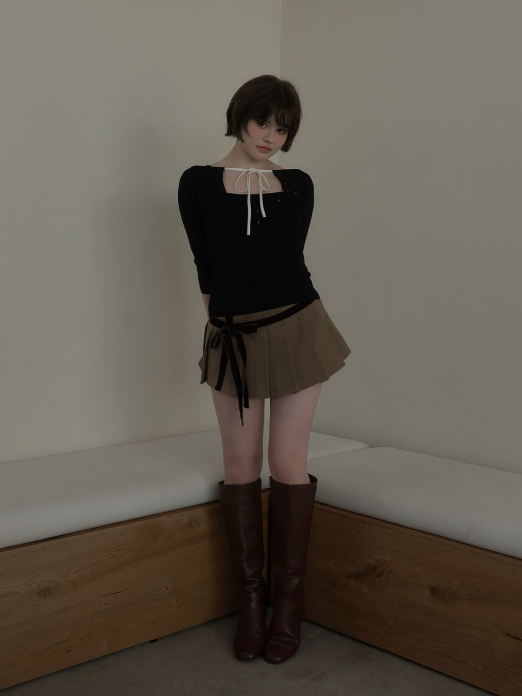 トップス ANDMARY Hein ribbon knit tops ANDMARY】Hein ribbon knit tops