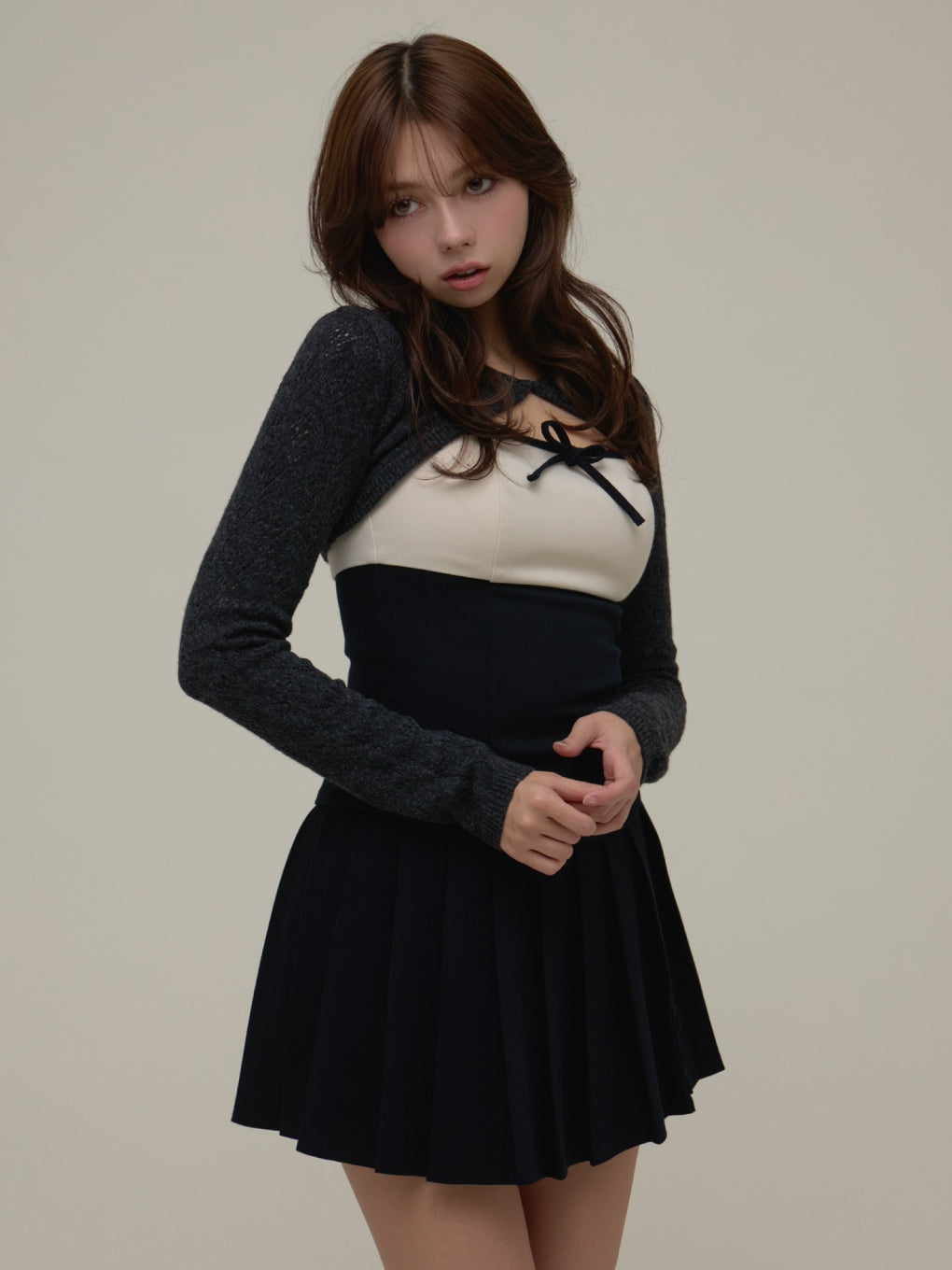 トップス Angmarry Flora pleats set up ANDMARY】Flora pleats set up