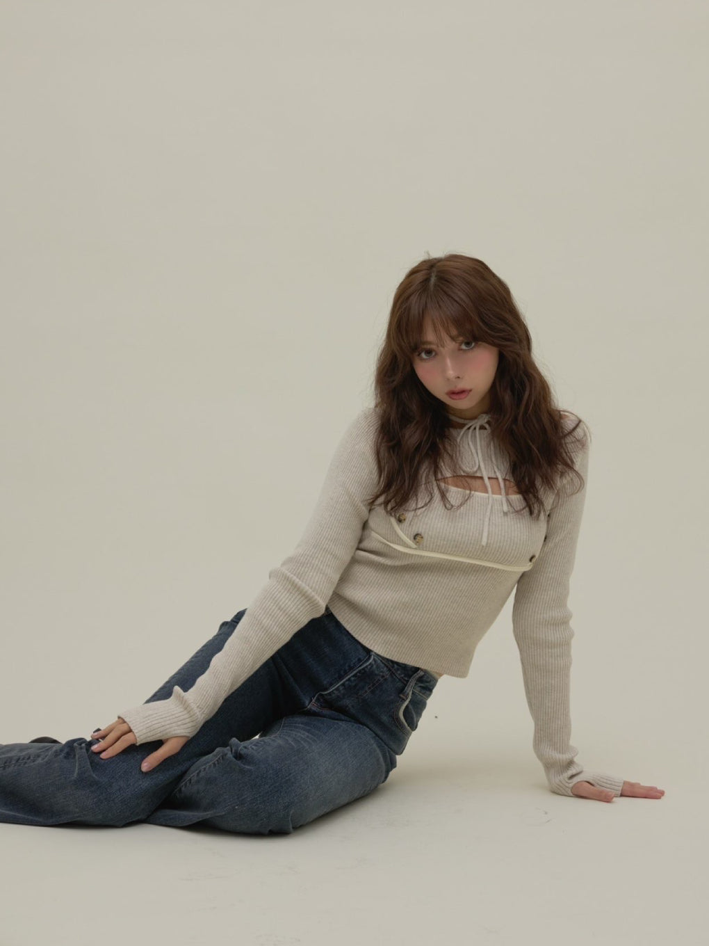 Elf button knit tops