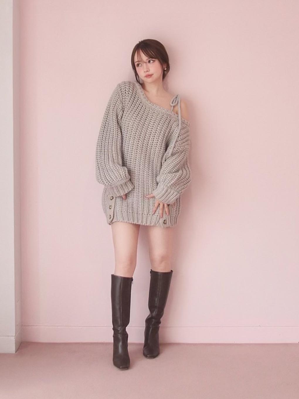 【andmary】Mia ribbon knit mini dressMia