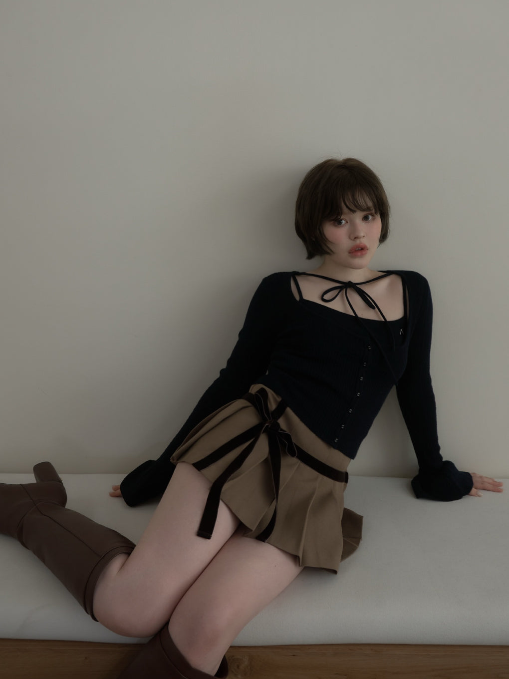 ANDMARY】Valentine ribbon mini skirt