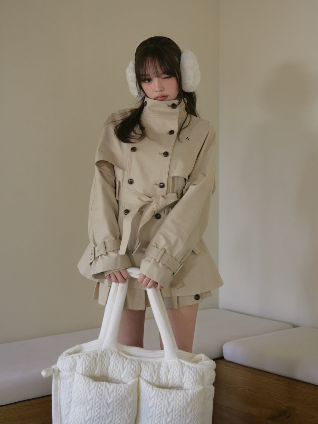 ジャケット・アウター andmary Blair trench jacket pleats skirt ANDMARY】Blair trench pleats skirt