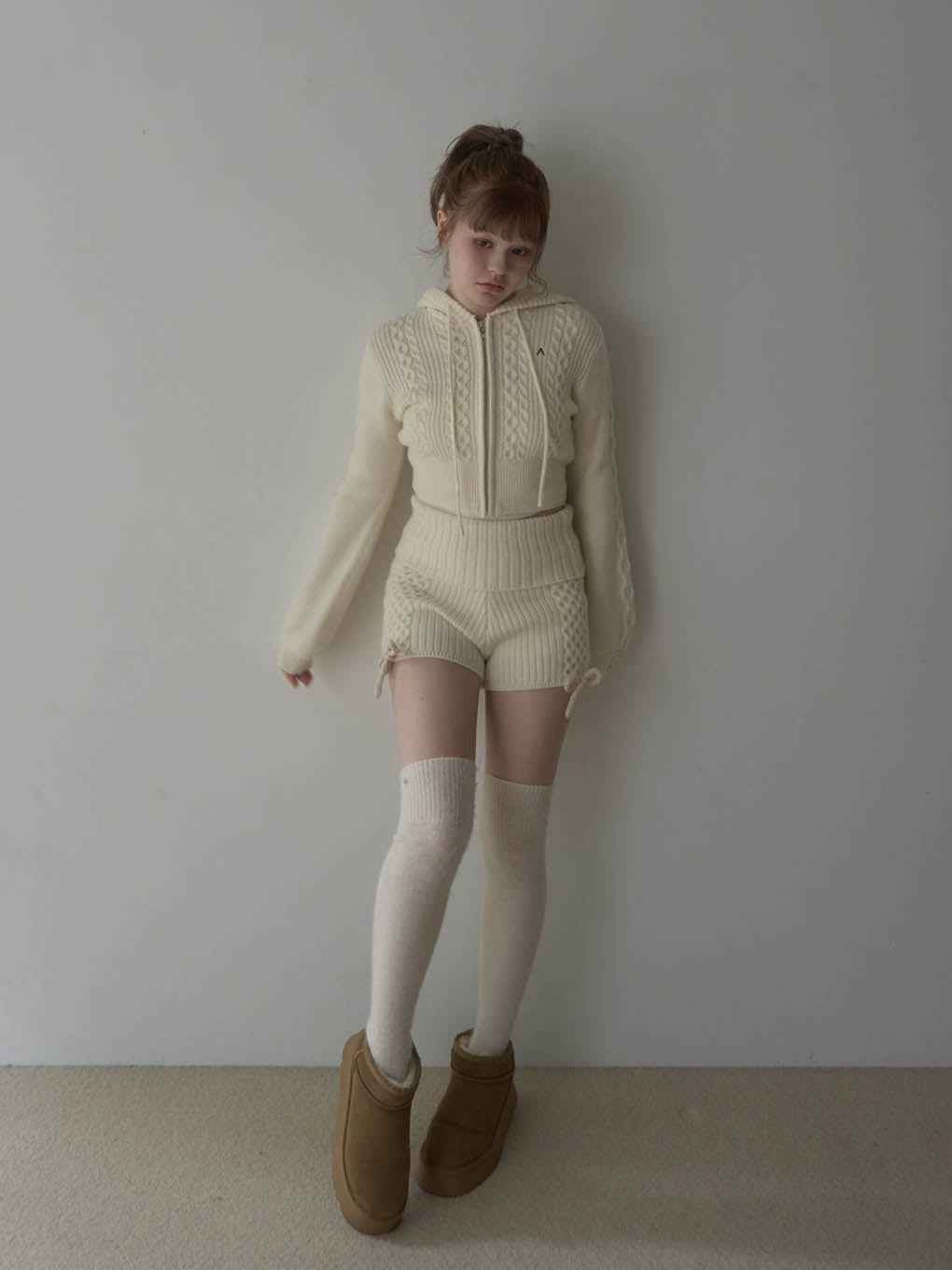 Milk ribbon knit set up